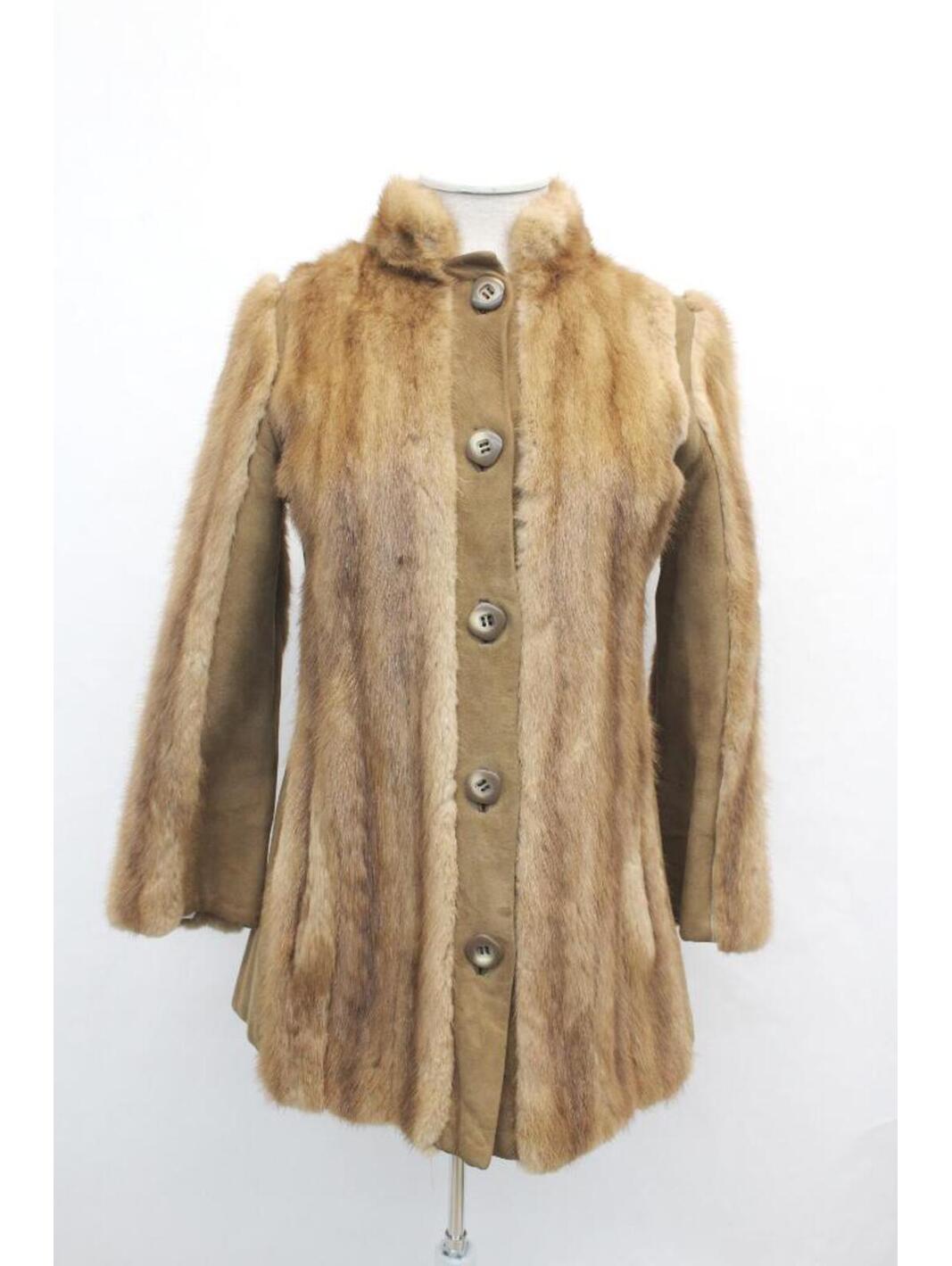 Mint Natural Canadian Mink Fur Jacket Coat W/ Suede Women Woman Size 2-4 Petite